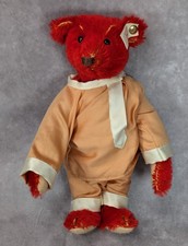 RARE Steiff 7" Baby Alfonzo Red Plush Mohair Teddy Bear Limited Edition 1995