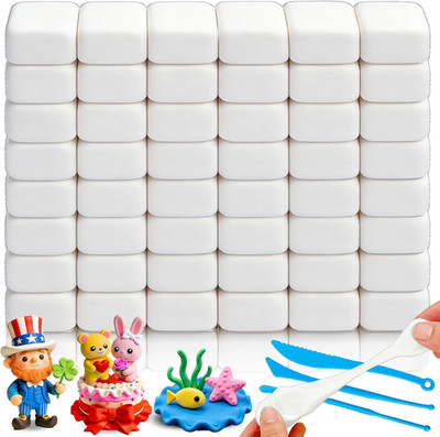 50 Pack White Air Dry Foam Clay,1.12Lb Soft Molding Lightweight Clays with 3 Pcs
