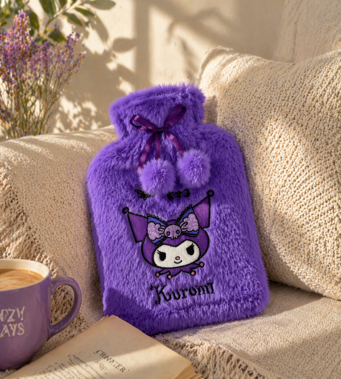 Kuromi Fur Hot Water Bottle 1L
