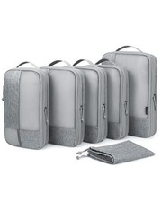 BAGSMART Compression Packing Cubes for Travel, 6 Set Travel 6 Set, 01-Grey