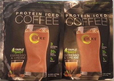 2 X Chike Nutrition Protein Iced Coffee Triple Shot Espresso & Cream -- 15.8 oz