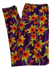 LuLaRoe Leggings TC Tall Curvy Floral PURPLE Vine Colorful STRIPE Modern Lounge