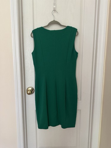 NWT Tahari Woman’s Lined Formal Gold Zip Green Dress, Sz 12 - Picture 4 of 8