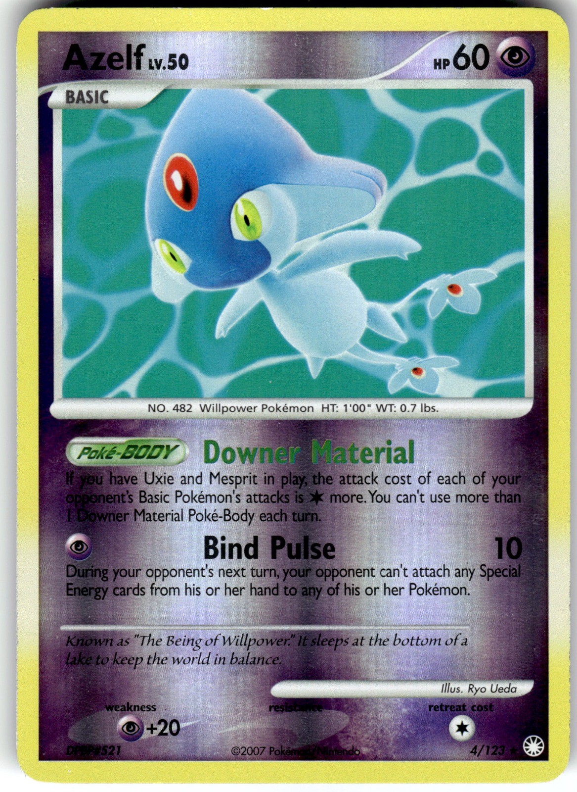 Azelf Reverse Holo Mysterious Treasures 4/123 2007 NM