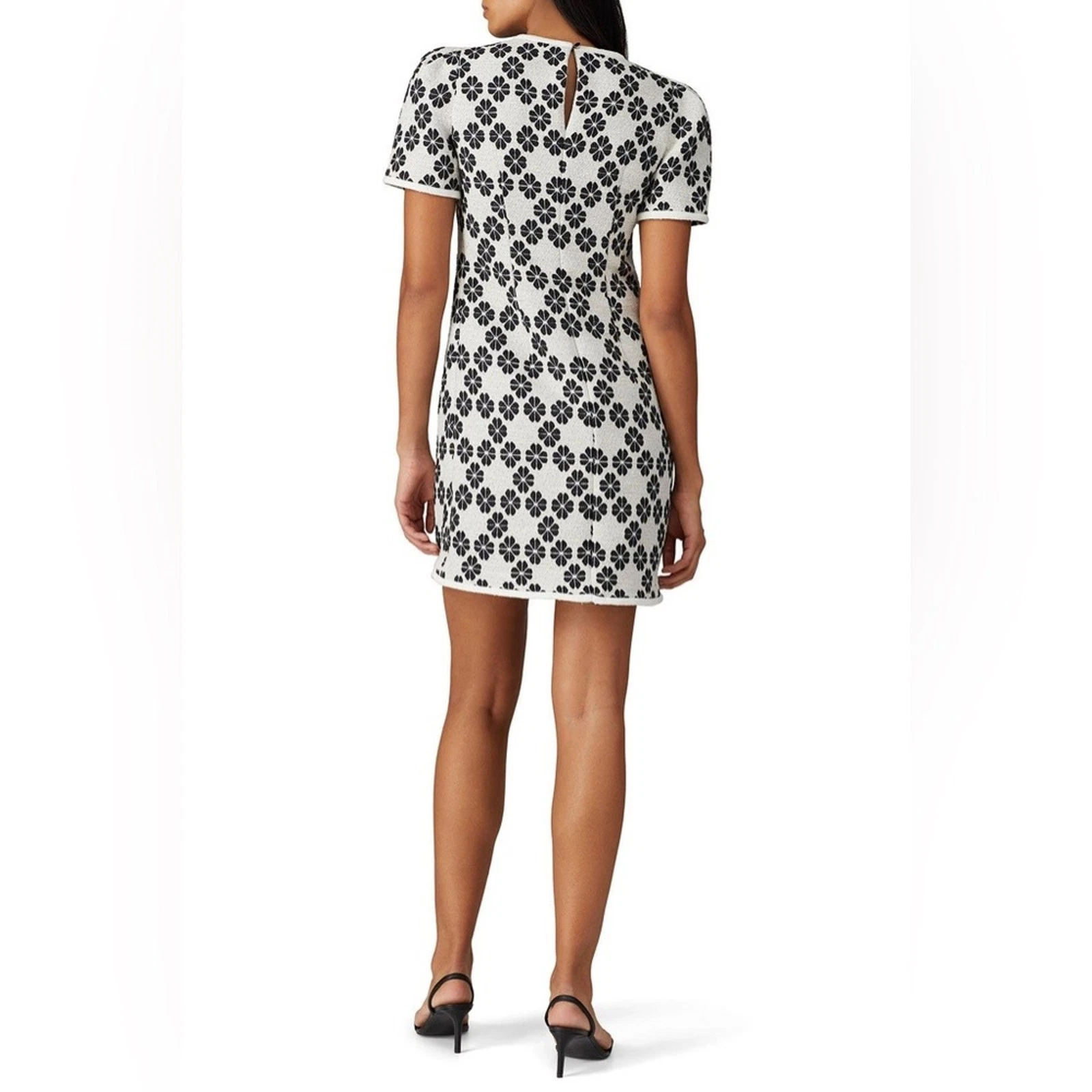 Mini abito Kate Spade tweed floreale margherita manica corta nero bianco tg 4 $448