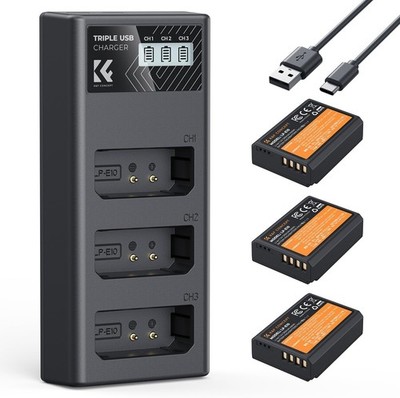 Rebel T100 Battery Kit K&F Concept 3-Pack Charger