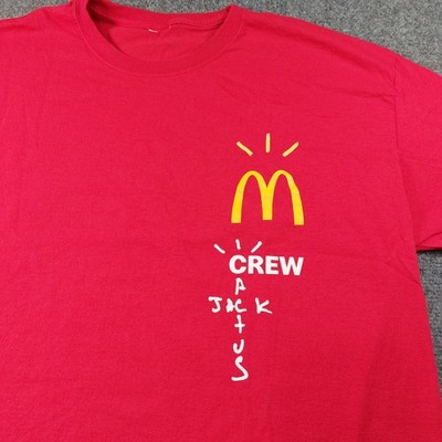 Travis Scott x McDonalds Cactus Jack Crew Shirt Mens L Red Employee Promo Tee