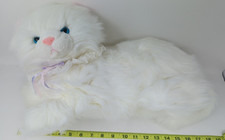 1992 A&A Gato Persa Blanco Grande Felpa Esponjoso Ojos Azules Cuello de Encaje Realista