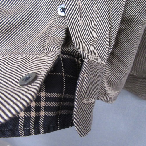 Burberry Mens Button Up Shirt XL Brown Textured Long Sleeve Striped - Picture 5 of 10