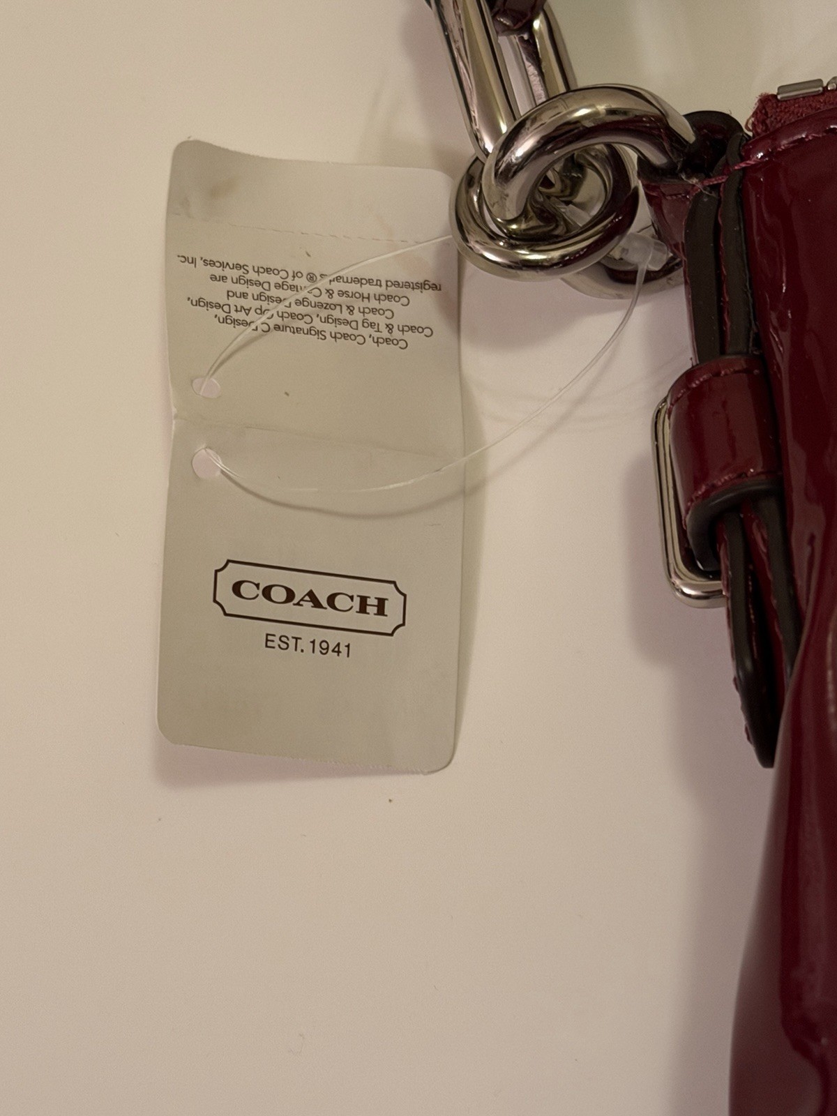 COACH CHELSEA Maroon Patent Leather Ashley Hobo Shoulder Bag Purse 17861 NEW* thumbnail 2