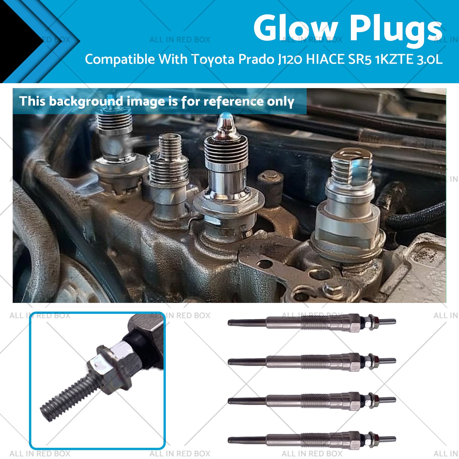 4Pcs Glow Plugs Suitable for Toyota Prado J120 HIACE SR5 1KZTE 3.0L 19850-67020