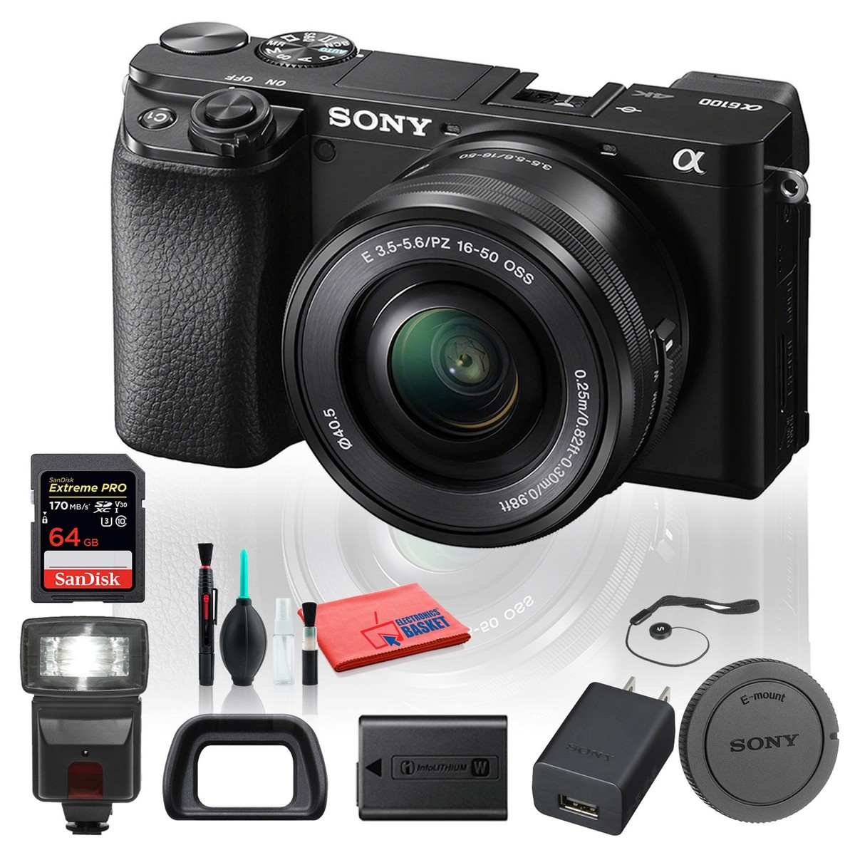 Sony Alpha a6100 Mirrorless Digital Camera (ILCE6100L/B) with 16