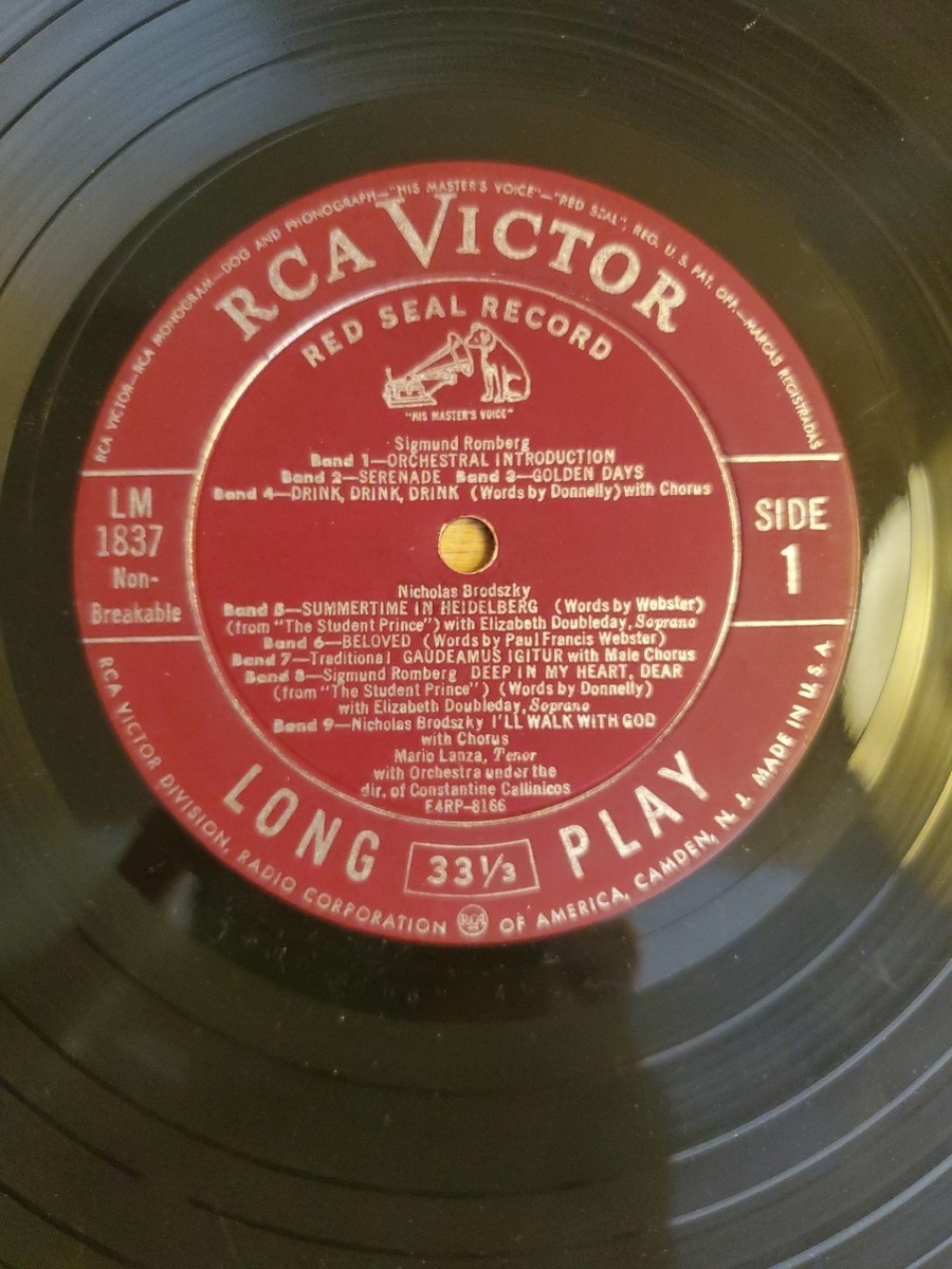 稀少・非売品／RCAプロモーションLP・RCA Big New Wave '80 MARIO LANZA- Student Prince (Romberg) 1954 RCA LM-1837- 15 Titles