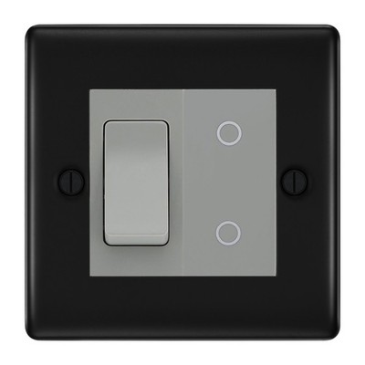 BG Matt Schwarz 2G Custom Schalter 1x 2Wege 1x Sekundär Touch Dimmer Grau Einsätze