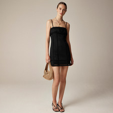 New JCREW Size 2 Crochet Panel Mini Dress Y2K in Black $268 CL647