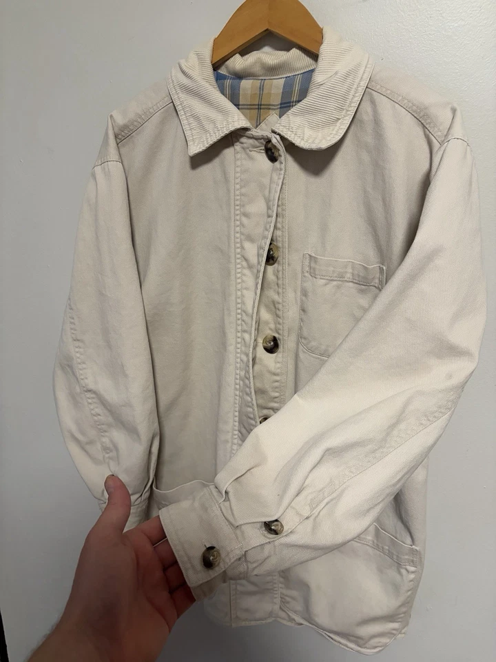 Abrigo de Granero Vintage Años 90 St John Bay Tareas Franela Forrado Pana Cuello Mediano Foto 4 de 4