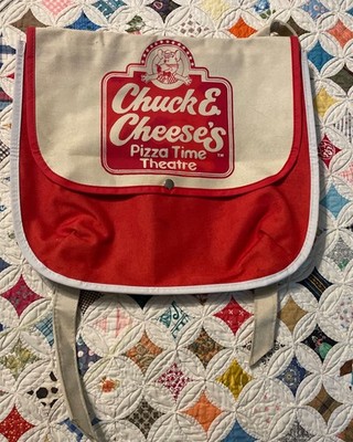 Rare Vintage Backpack Chuck E Cheese Pizza Time Theater  White And Red 40+ Years