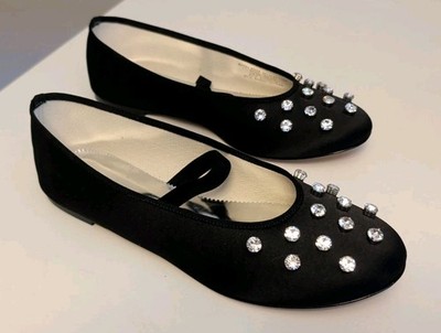 J. Crew Collection Zoe Strappy Ballet Flats with Jewels BV741 Used SZ 9 Black