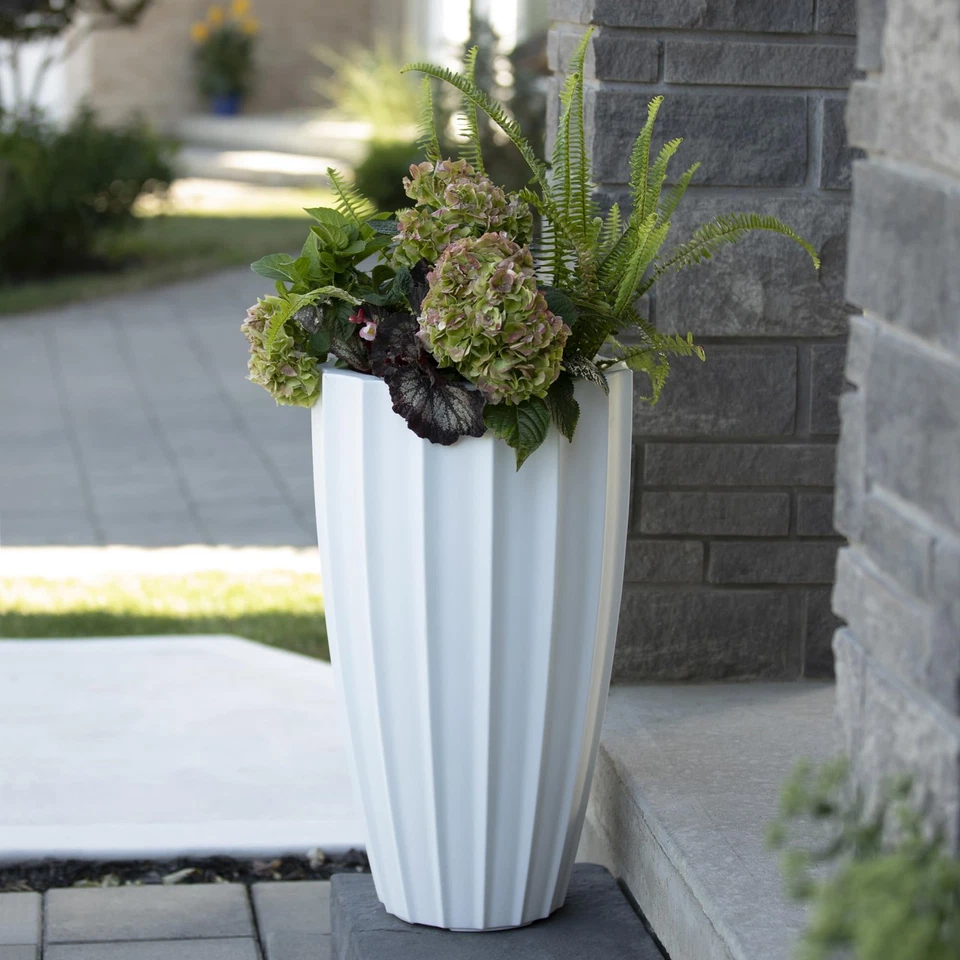 Inc. Sedona 28in Tall Planter - White - 16in Dia x 28in H - with 6.6 Gallon B... - Image 2 of 4
