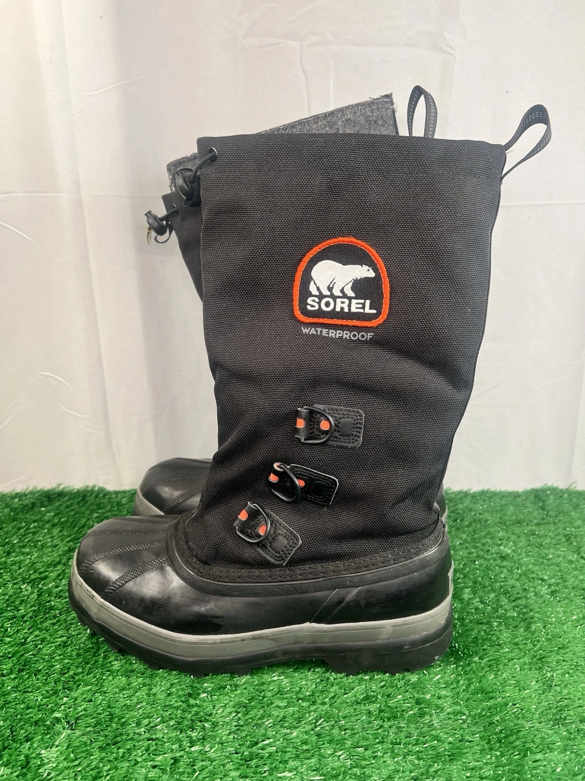 Sorel Bear XT Glacier Winter Boots Men's 7 Black Insulated NM2129-010 No Laces