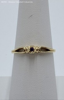 14K Yellow Gold Purple Faceted Stone Solitaire Ring Size 6.75 1.71g