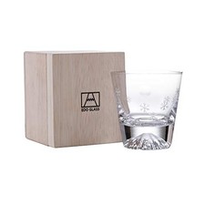 Tajima Glass Edo Glass Mt. Fuji Rocks Glass with Moon and Snowflake Design in