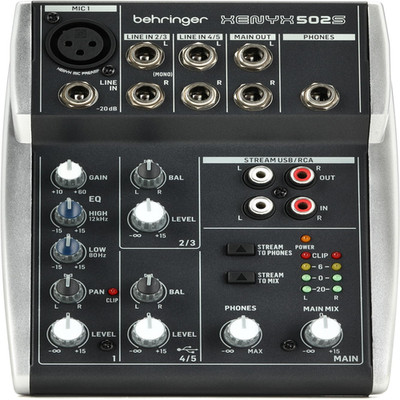 Behringer Xenyx 502S Premium Analog 5-Input Mixer Usb Streaming Interface