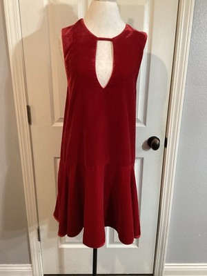 red velvet dress free people Ariel Pleated Mini Dress by Free People, Red, 6