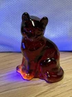 Vintage Fenton Red Amberina Glass Sitting Cat