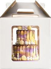 12X12X12 Inch Tall Cake Boxes with Windows,10In 12In Tall Cake Carrier, Large Ti