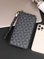 "Stylish Minimalist Men's Wallet - Double Zipper Large Capacity Clutch with Mult