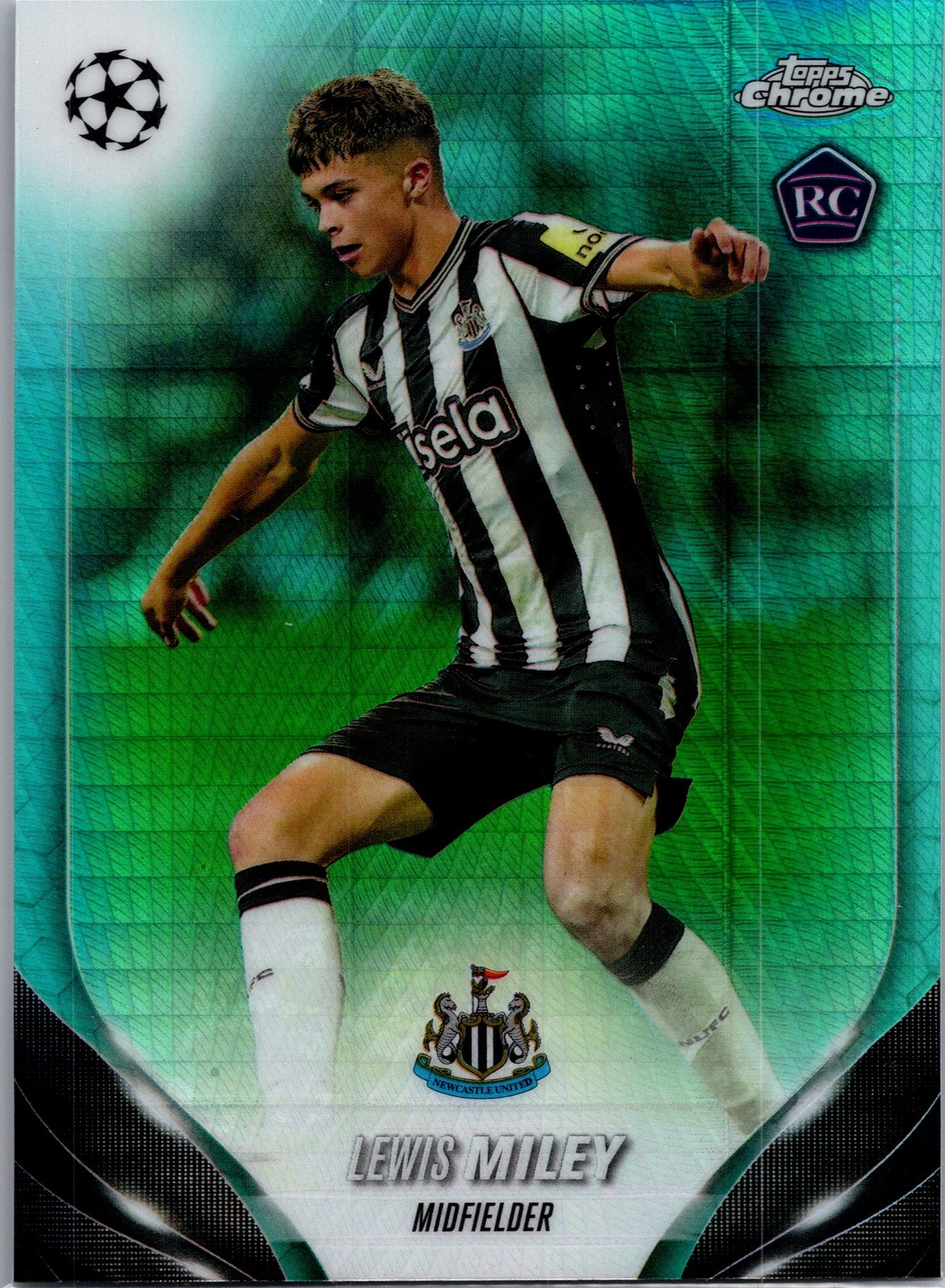 2023-24 Topps Chrome UEFA Club Competitions #31 Lewis Miley Aqua Prism Refractor