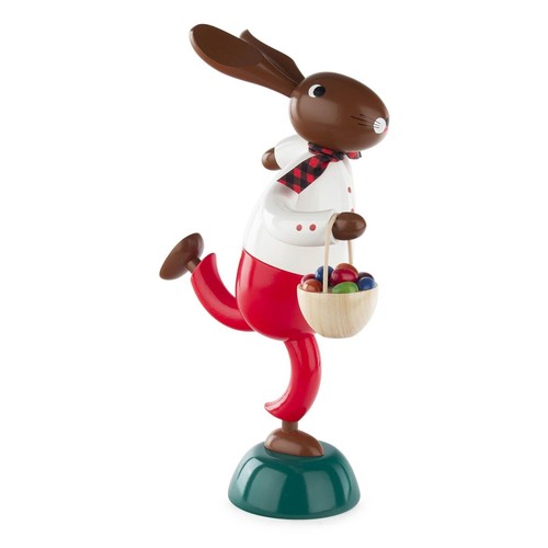 Figurine de Pâques Lapin Eierdieb Avec Panier Rouge 34 CM Eierjäger Korbhase - Photo 1 sur 2