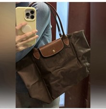LONGCHAMP Le Pliage Original L Tote Bag Ebony Brown - Recycled Canvas