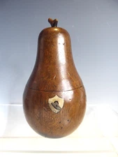 PEAR SHAPED NOVELTY WOOD TEA CADDY