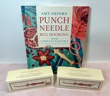 Lot Amy Oxford Punch Needle Rug Hooking Book & Tools~10 Reg 1/4" & 14 Fine 1/8"