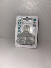 2-Pack NANOBEBE 6m Extra Soft Clear Silicone Nipples Fast Flow 3x Vents, NEW