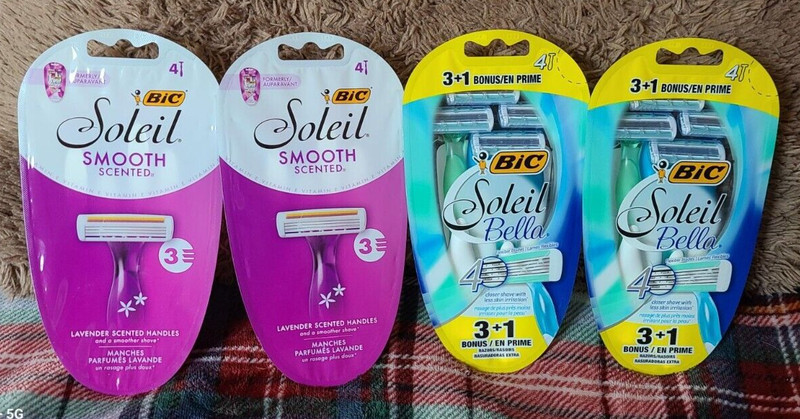 4 new packages Bic Soleil Bella, Smooth Scented Disposable Razors, 16 ct, Free S