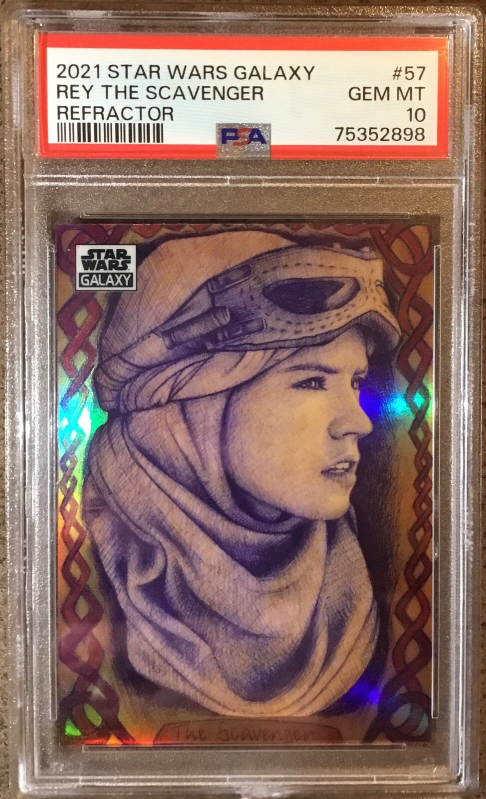 2021 Topps Star Wars Galaxy Chrome REY THE SCAVENGER #57 Refractor PSA 10
