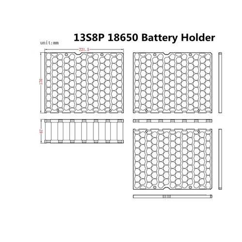 Battery Box/Case Holder Sets For 13S 48V 20Ah/30Ah Li-ion Batteries with BMS DIY - Picture 11 of 27