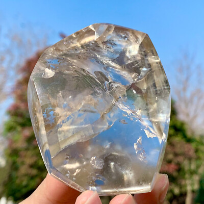 271G Rainbow!!Natural White Crystal Clear Quartz Crystal Mineral Reiki Healing