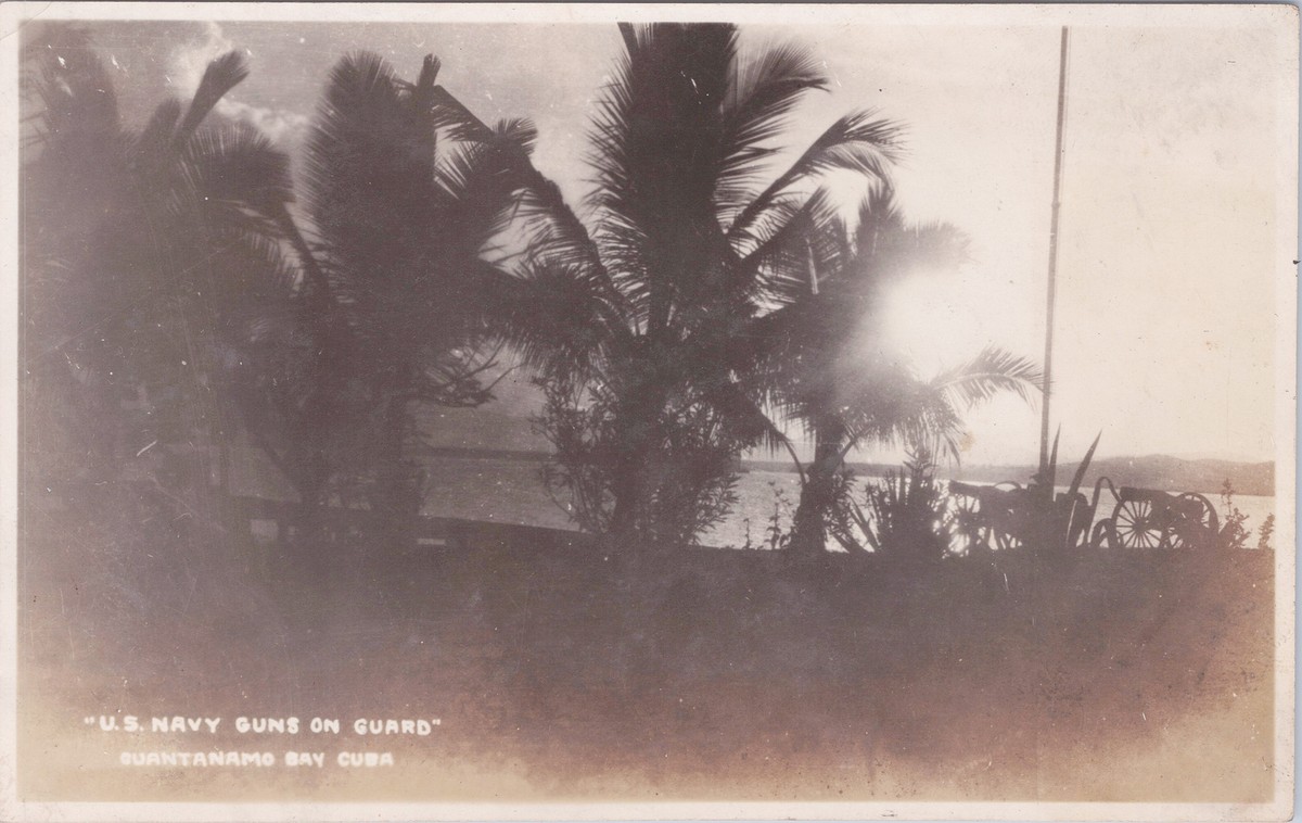 Cuba USS Idaho 1931 US Navy Guns on Guard Guantanamo Bay Vintage