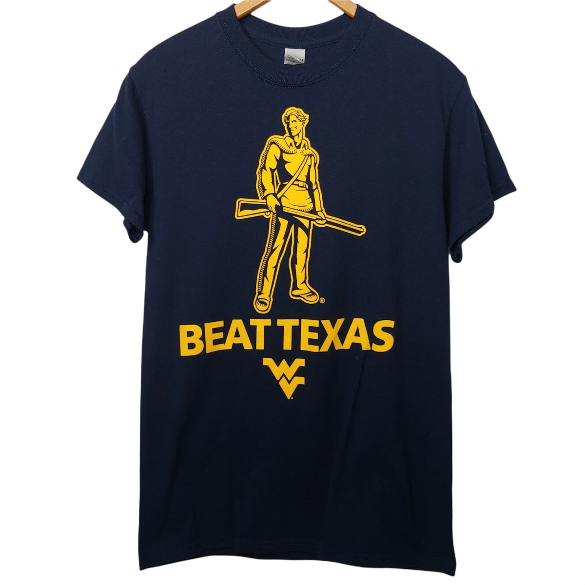 West Virginia University Mountaineers Shirt Small Beat Texas Blue
