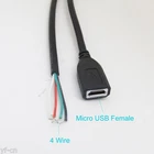 1pc 0.3M/1ft Micro 5pin USB Female Jack 4 wires Power Pigtail Cable Cord DIY