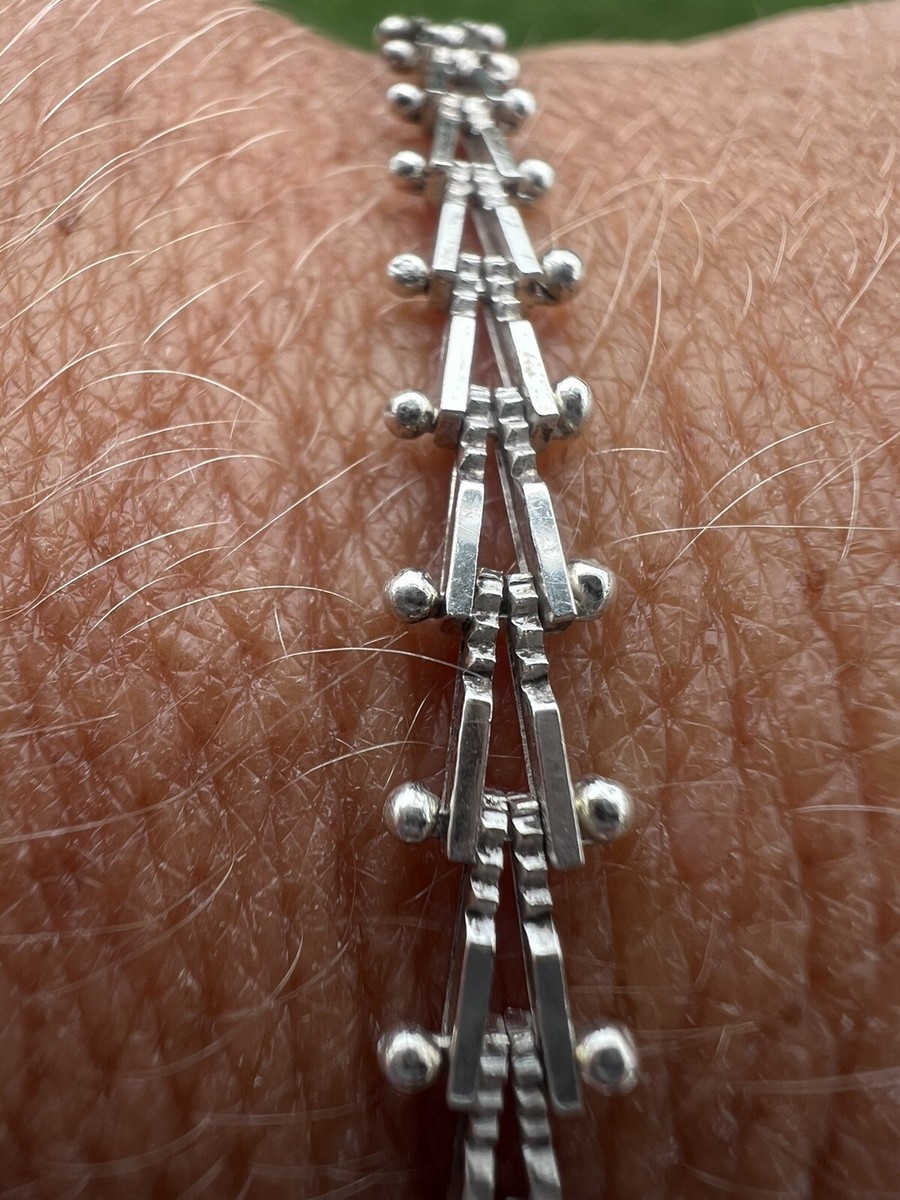 Mexico Modern Modernist Sterling Silver 925 Bar Fancy Link Ball