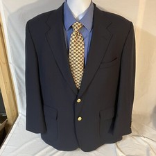 Stafford Mens Blue Worsted Wool Blend Blazer Jacket Sportcoat 42 R 42R Free Ship