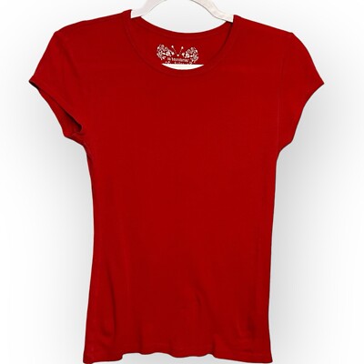 No Boundaries T-Shirt Women's Small Juniors Red Basic Casual Academia Layer Top