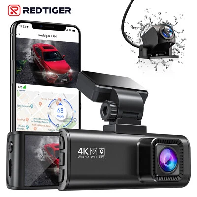 REDTIGER dashcam 4k vorne und hinten Autokamera Eingebautes WiFi