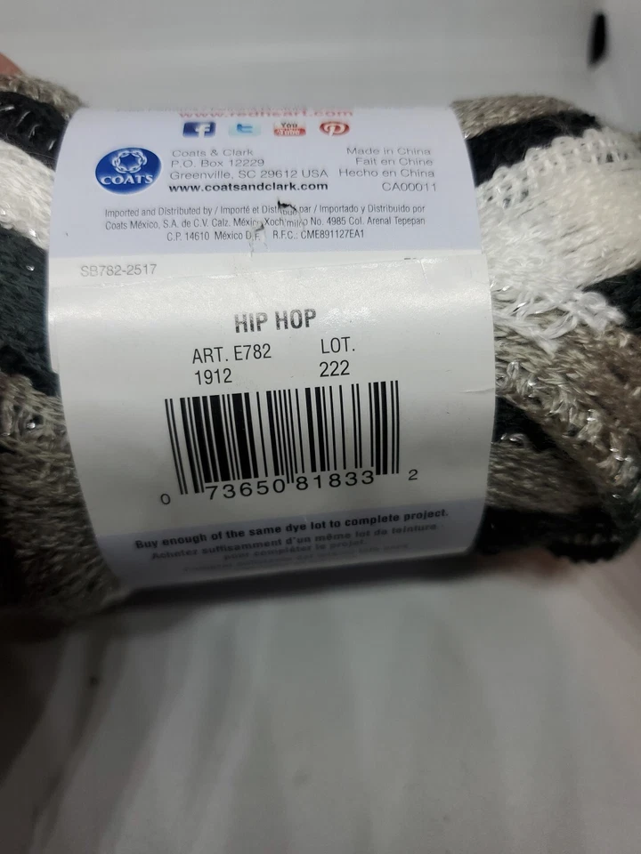 RED HEART~Boutique Sashay HIP HOP Super Bulky Yarn 30yds Black Taupe White  - Image 4 of 4