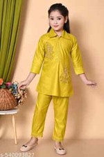 Girls Stylish Long Sleeves Kurta Set BEAUTIFUL TOP  PANT Embroidery Co-ord Set